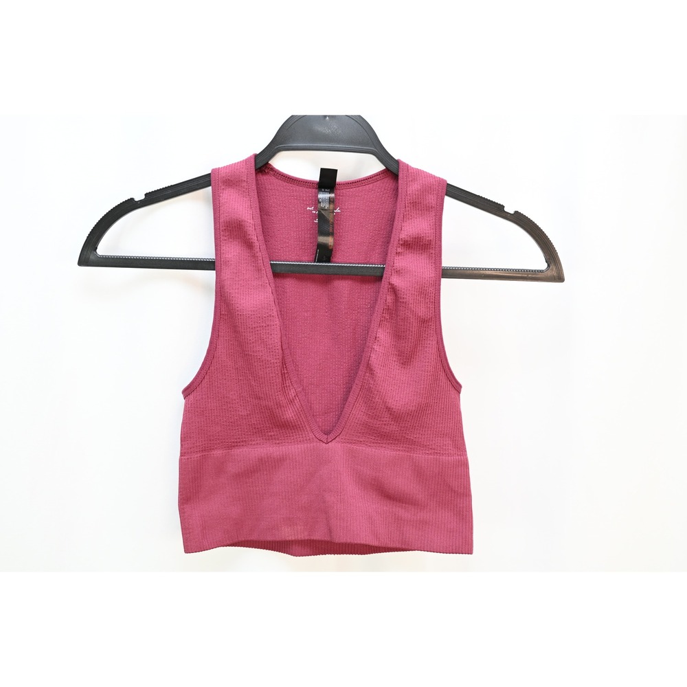 Out From Under Urban Outfitters Burgundy Ribbed Seamless V-Neck Bralette Small